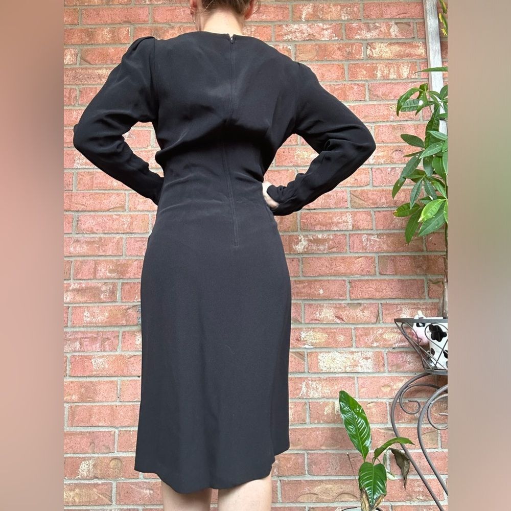 VTG 80s 90s Black Cocktail Dress Beaded Draped Harry Acton For After Five Sz 6 - Picture 6 of 16